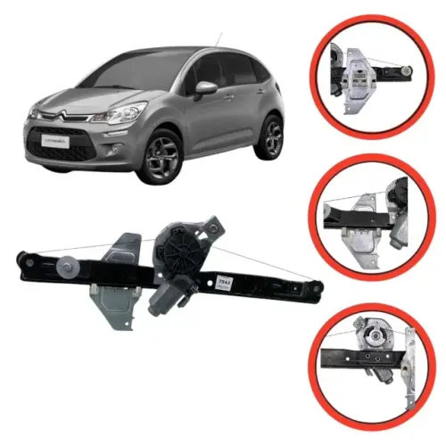 Máquina Vidro Elétrico Dianteira Direita Citroen C3 Aircross 2 Pinos 2013 a 2021 ETQ7542