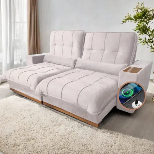 Sofá Assento retrátil com Pillow Top de 33 cm e Molas ensacadas e USB por indicação!! Ueyt
