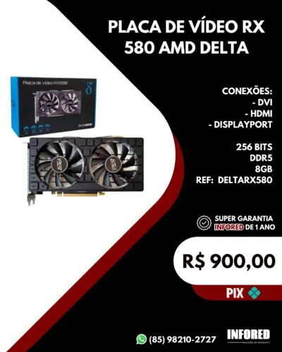 Placa de vídeo RX 580 AMD Delta