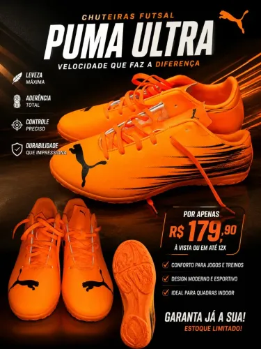 Chuteira Puma Future 8 Play IT *semi nova* laranja frete grátis