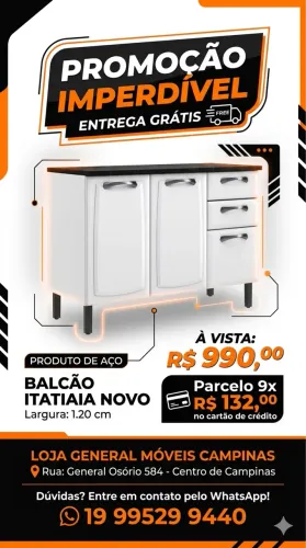 Balcão de aço novo Itatiaia entrego e monto