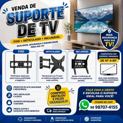 Vendo suporte de tv, articulado e fixo universal