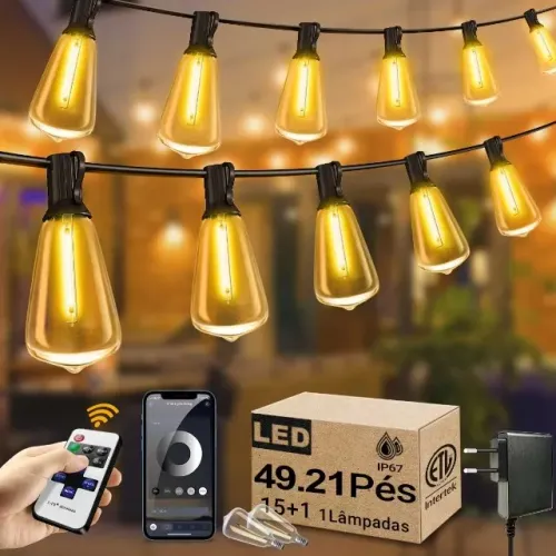 Varal De Luzes Corda Dreamland 15m 15+1 Lâmpada Inquebrável