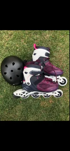 Patins Roller com kit de segurança.
