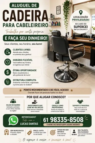 Aluguel de cadeira para barbeiro!