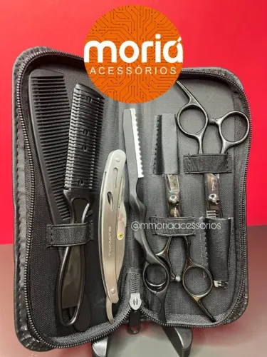 Kit Tesoura Barbeiro Cabelereiro Profissional Fio Laser