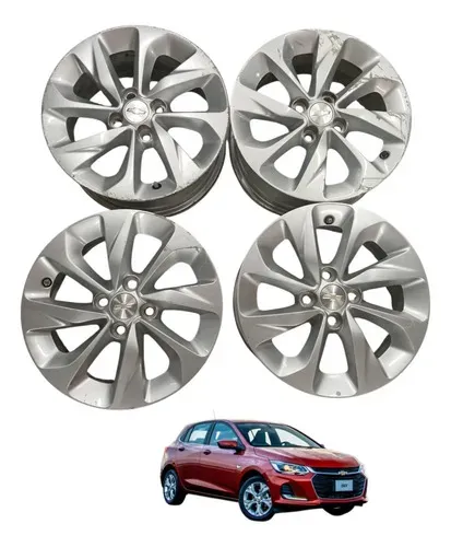 Jogo Roda Liga Leve Aro 16 Original Chevrolet Onix Detalhe Prateado