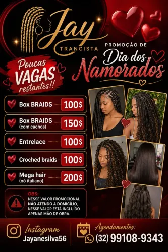 Trancista em promoção (Dia dos namorados)
