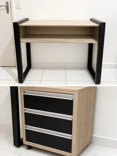 Kit de escritório mesa,cadeira,rack e criado mudo 