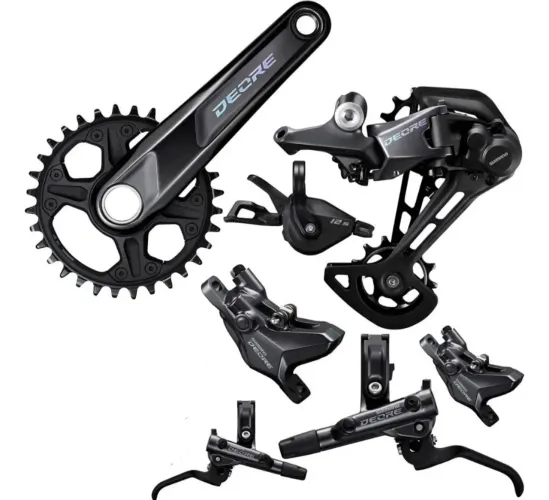 PROMOÇÃO Kit Grupo Shimano Deore 12v NOVO (sem corrente) (Com Freios Seminovos)