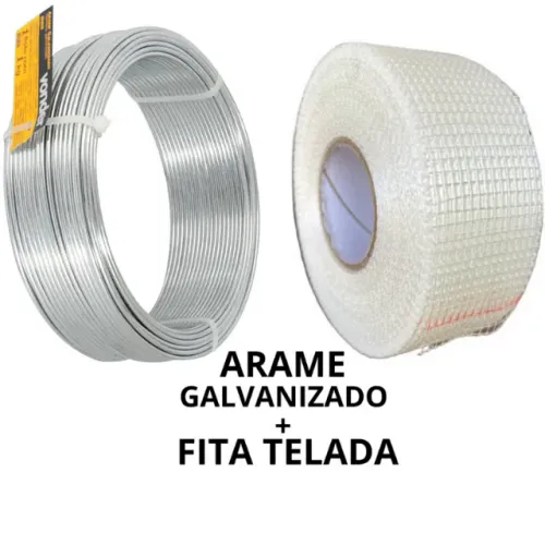 KIT Forro de isopor placa eps teto rebaixamento laje Arame galvanizado 18mm + Fita telada 