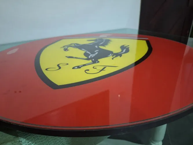 Prato Giratório em madeira com vidro personalizado com diâmetro de 70cm Ferraril