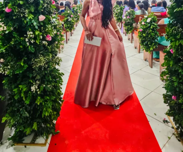 Vestido Rosê para madrinha de casamento 