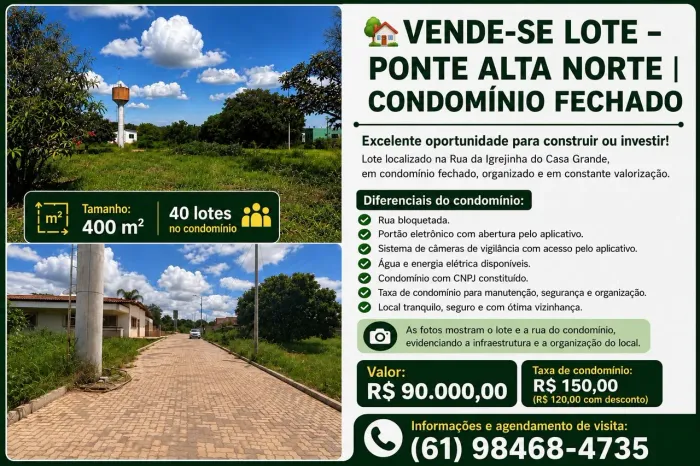 Lote Ponte Alta condomínio formado
