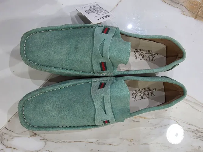 Sapatos Mocassim Verde Água Sergio K
