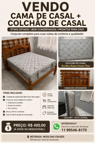 Vendo cama de casal +colchão de casal