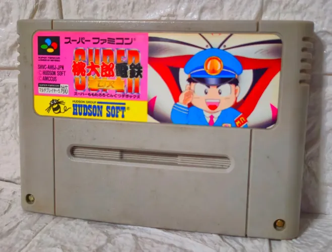 cartucho de jogo Super Momotaro Dentetsu DX para Super Famicom