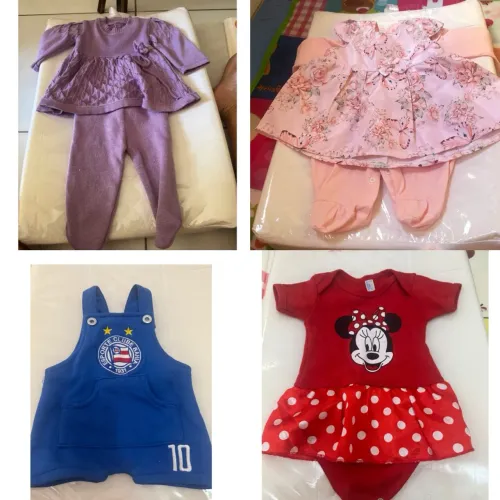 Lote de Roupas de Bebê Menina (RN, P e M) + Brinde!