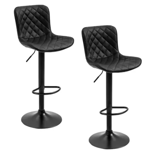 Kit 2 Banquetas Alta para Cozinha Base Preta Giratória Luxo Estofada Pu Bs80 Preto