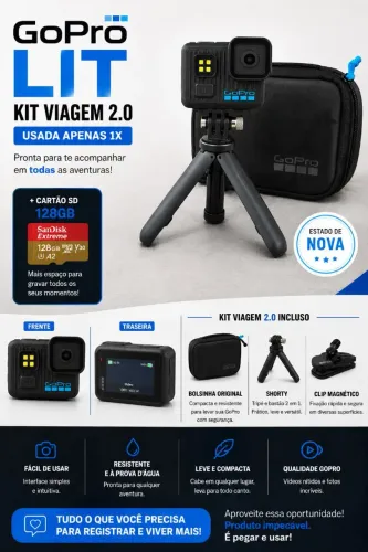 GoPro Lit Hero + Kit Viagem 2.0