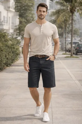 Bermuda masculina tam 40 jeans preta Marc Alain