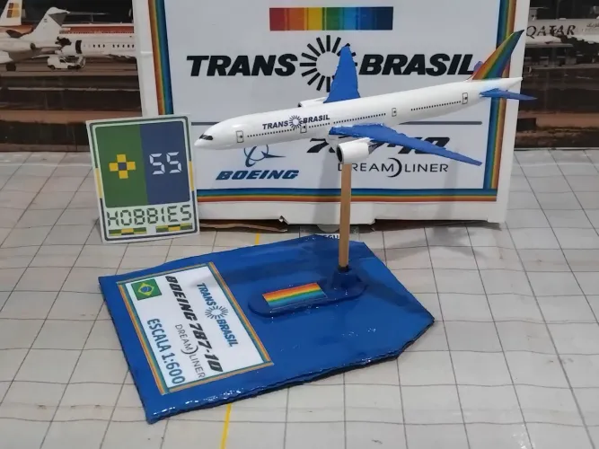 Miniatura Avião Artesanal 1/600 Transbrasil Boeing 787-10 "Azul"