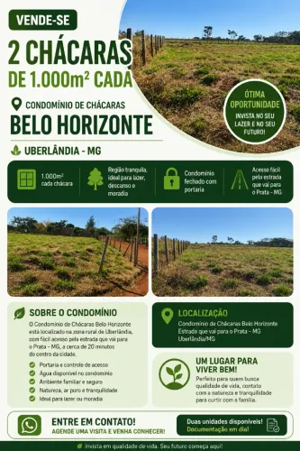 Vendo 2 Excelentes Chácaras de 1.000m² cada