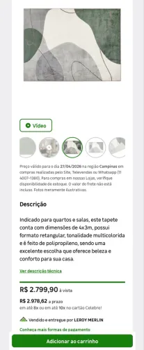 Tapete de sala 4x3 metros