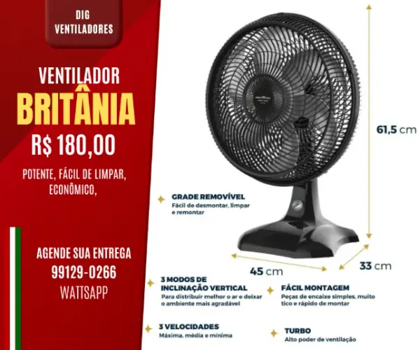 Ventilador Britânia BVT400 2/1 Mesa e Parede Fazemos Entrega Vento Forte Produto Novo