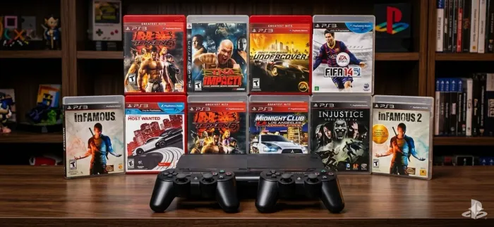 PlayStation 3 Super Slim Muito Conservado + 2 Controles + 10 Jogos Físicos