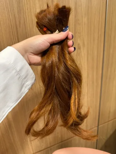 Cabelo ruivo acastanhado tingido bem tratado 35cm / 87g