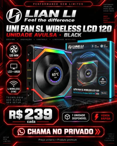 Fan Lian Li UNI FAN SL Wireless LCD 120 Black Normal - Unidade