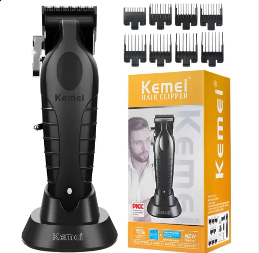 Máquina De Corte Profissional Kemei Km2296 Original Preto 127/220v