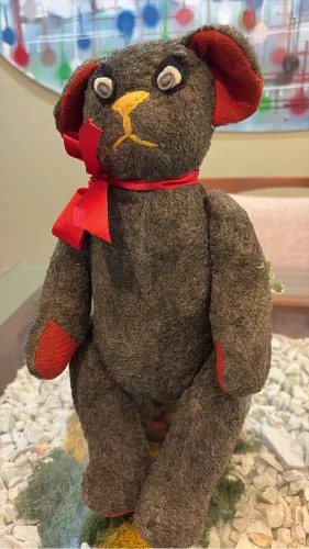 Urso De Pelúcia Antigo Anos 40 Wooly Jeep Feltro Vintage 34cm
