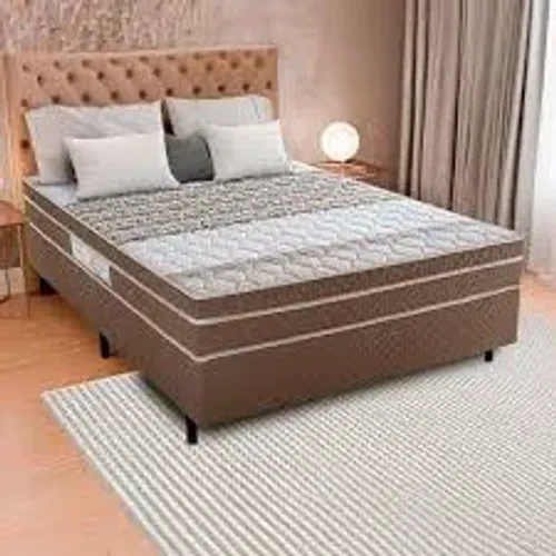Cama Base Box com Colchão Ortobom Casal Marrom Chocolate