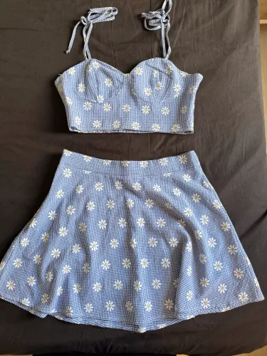Conjunto xadrez saia / cropped