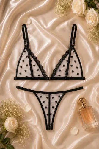 Conjunto Corações Transparente