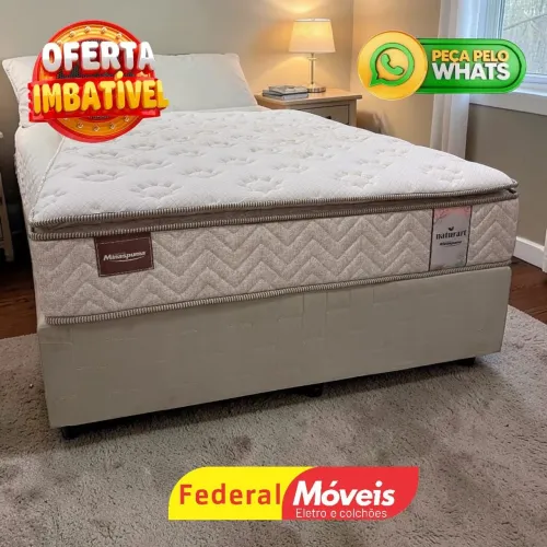 Cama de Casal Box Colchão e Base Campeã de Vendas - Temos Crediário 