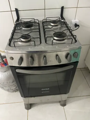 fogão Consul 4 bocas com mesa inox e forno