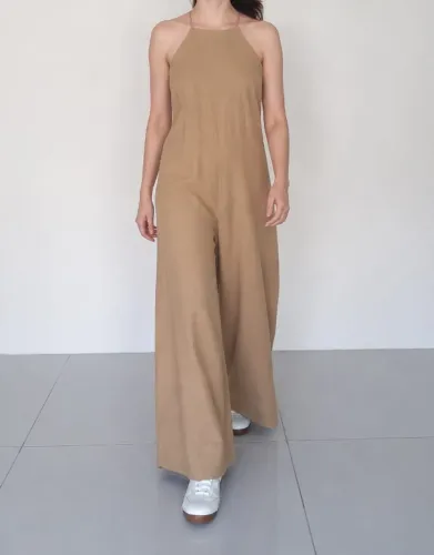 Macacão Osklen Linho e Viscose Pantalona (Bege/Areia) - Tam P
