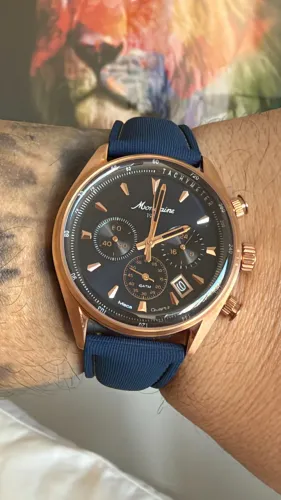 Mondaine M1 Cronógrafo Meca-Quartz Rosê 42 mm + 2 pulseiras