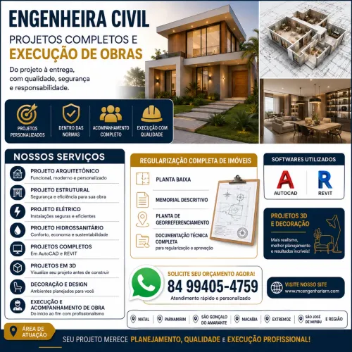 ? ENGENHEIRA CIVIL EM NATAL/RN | PROJETOS, REGULARIZAÇÃO E EXECUÇÃO DE OBRAS ?