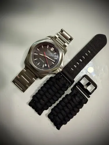 Relogio Victorinox Inox Swiss Army Preto Original + 2 Pulseiras