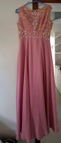 Vestido longo de festa rosa seco ou rosa 42