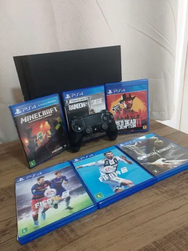 Playstation 4 Fat 500gb, Mais 6 Jogos Mídia Física (Usado)