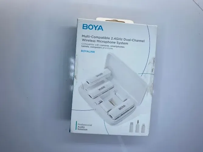 Microfone Lapela Boya Link 3 Em 1 Usb C 3.5mm Ios Branco