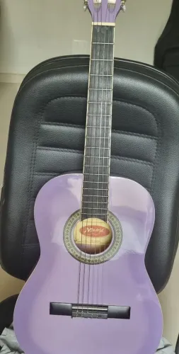 Violão Infantil lilás Madrid MD36 com capa rosa