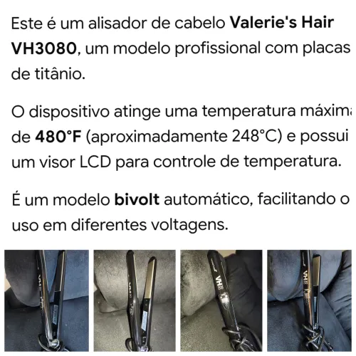 CHAPINHA PROFISSIONAL VALERIE'S HAIR,480 GRAUS