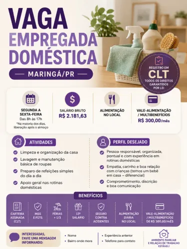 Empregada Doméstica - Carteira Assinada + VA