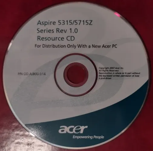 CD (original) de Recursos do Notebook Acer Aspire 5315/5715Z